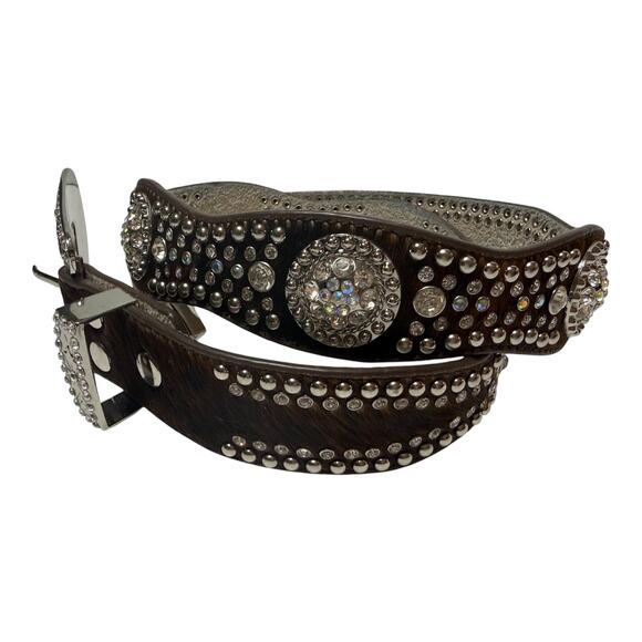 Nocona Women\'s Brown Calf Hair Rhinestone and Stud Belt size Medium main image 6
